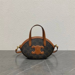 Celine 122262 logo printed oval handbag