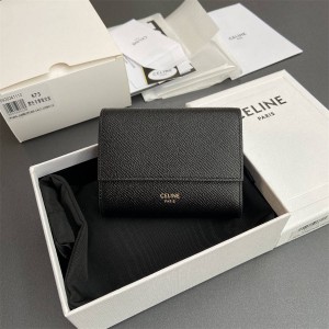Celine 10B573/10H573 small grain cowhide three fold wallet