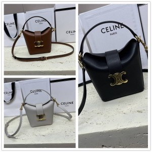 Celine China official website 10K943 TRIOMPHE mini cowhide bucket bag
