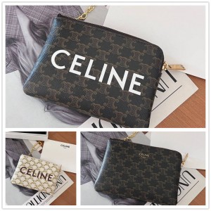 Celine 10C662 TRIOMPHE Logo Printed Change Card bag 10C663