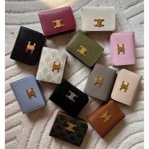 Celine 10K623 TRIOMPHE Leather Short Wallet