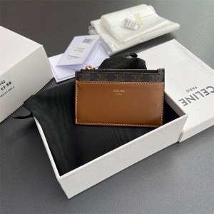 Celine 10F992 logo printed zipper Card bag