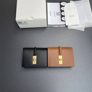 Celine 10M473 TRIOMPHE Shiny Beef Leather Card bag