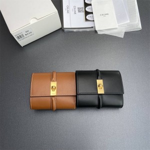 Celine 10M523 TRIOMPHE Shiny Cow Leather Wallet