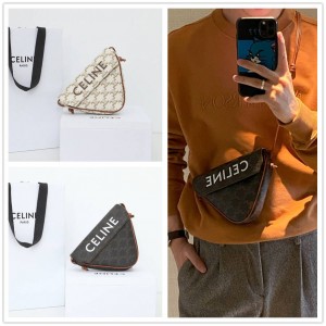 Celine 195902 logo printed cowhide triangle bag