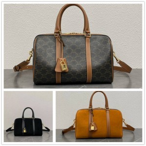 Celine 119572 Large Logo Printed Boston Bag 190372