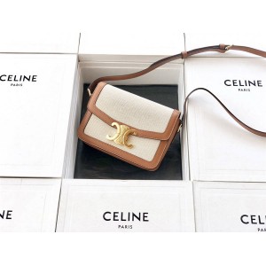 celine Teen Triomphe fabric and cow leather small handbag 188882