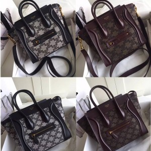 Celine canvas and leather NANO LUGGAGE leather handbag smiley bag