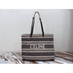 Celine CABAS striped jacquard and cow leather square handbag 192172