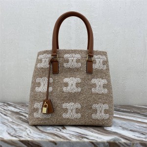 Celine CABAS TRIOMPHE jacquard and cow leather horizontal handbag 192162