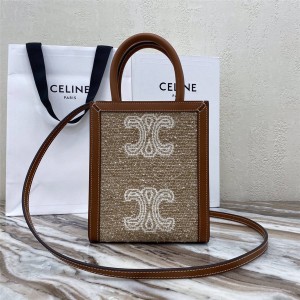 Celine CABAS TRIOMPHE Jacquard Fabric MiNi Vertical Handbag 193302