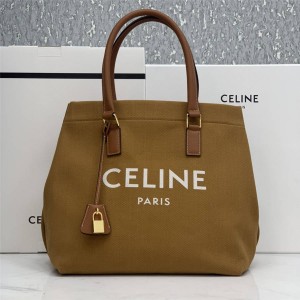 Celine CABAS horizontal LOGO printed canvas handbag shopping bag 192162