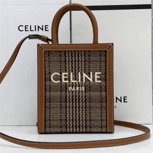 Celine CABAS embroidered fabric and cowhide vertical handbag 192082/193302