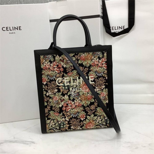 Small vertical cabas celine clearance in floral jacquard and calfskin