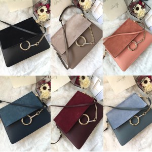 Chloe new suede stitching leather large Faye organ bag