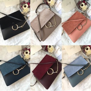 Chloe new suede stitching leather large Faye organ bag