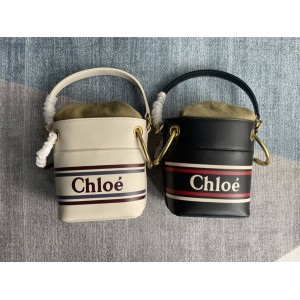 chloe Roy silk-printed large LOGO bucket bag