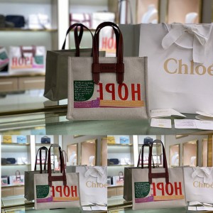 chloe corita Kent embroidered canvas Tote shopping bag