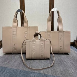 CHLOE WOODY small/medium/large cowhide tote bag milk brown