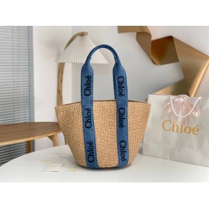 CHLOE WOODY Large Basket Bag Danning Woven Beach Bag 6865