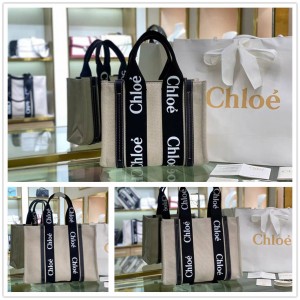 CHLOE WOODY Canvas Tote Bag Small/Medium/Large