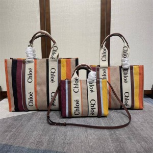 Chloe WOODY Small/Medium/Large Linen Rainbow Tote Bag