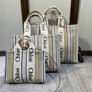 CHLOE WOODY Linen Small/Medium/Large Rainbow Tote Bag