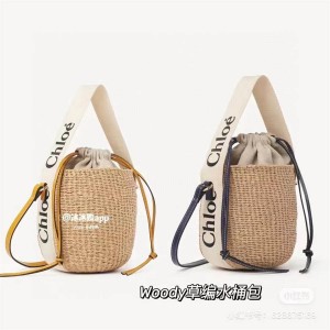 Chloe CHC23AS381L18 WOODY Small Basket Bag Woven Bucket Bag