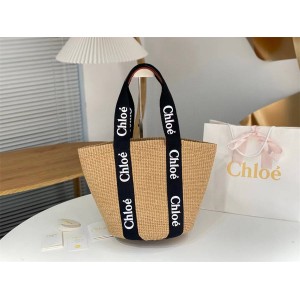 Chloe CHC23AS380L18915 WOODY Large Woven Basket Bag