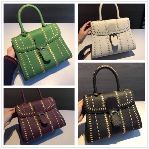 Delvaux Brillant MM Crispy Calf Woven Outsewn Handbag