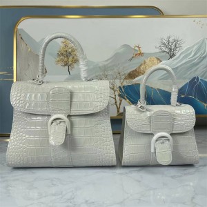 Delvaux Brillant MINI/MM White Crocodile Pattern Handbag