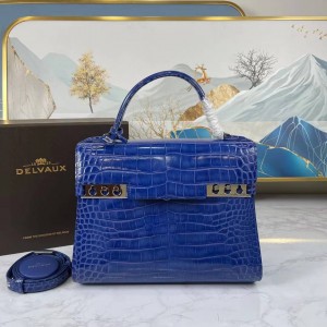 Delvaux Tempete MM Crocodile Pattern Medium Handbag