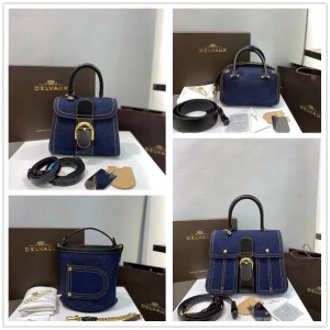 Delvaux New Denim Handbag Boston Bag Bucket Bag