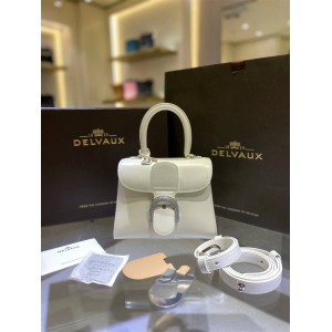 Delvaux Brillant Mini Box Calf Snow White Crystal Diamond Buckle Handbag