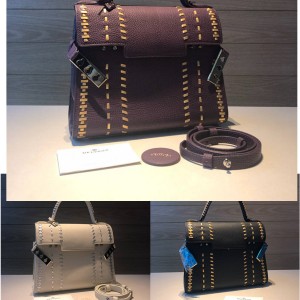 Delvaux outer stitch woven Togo leather tempete handbag