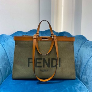 FENDI canvas embroidery logo PEEKABOO X-TOTE shopping bag 8BH374