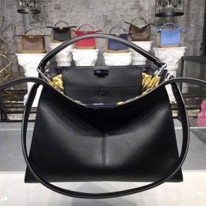 FENDI official website leather fur PEEKABOO shoulder bag