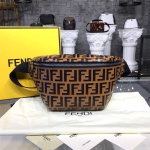 FENDI cowhide embossed FF LOGO diagonal waist bag chest bag