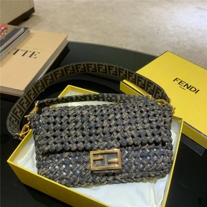 fendi woven old flower Baguette medium handbag bag 8BR600