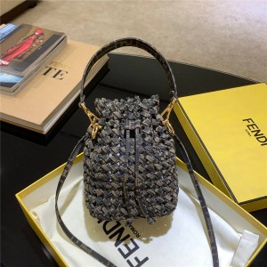 fendi MON TRESOR jacquard interwoven mini handbag bucket bag 8BS010