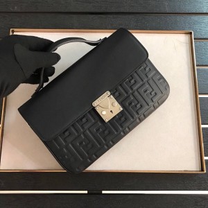 fendi men's bag leather FF embossed leather handbag briefcase