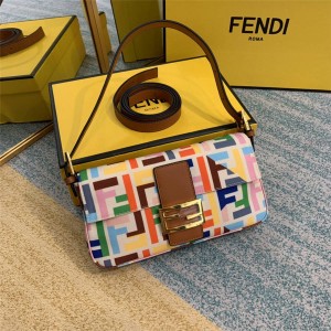FENDI new used rainbow printed FF canvas handbag FD2232