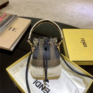 fendi raffia woven trim MON TRESOR small bucket bag 8BS010