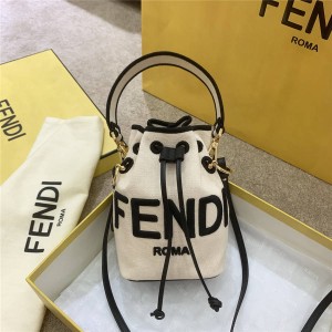 FENDI canvas embroidered LOGO MON TRESOR small bucket bag 8BS010