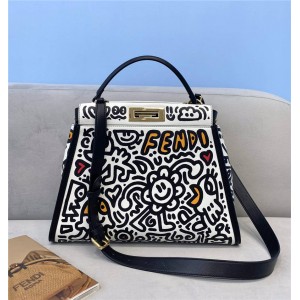 FENDI Graffiti Mr Doodle PEEKABOO ICONIC Medium Handbag 8BN290