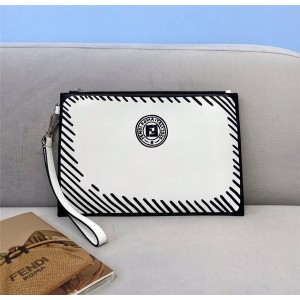 fendi men's California sky black and white graffiti clutch 7N0110