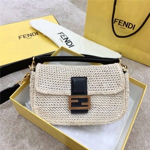 fendi official website woven raffia BAGUETTE medium handbag