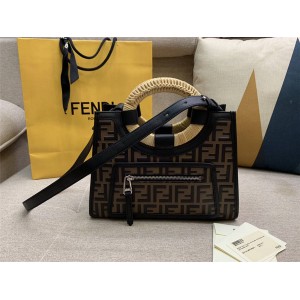 fendi new woven FF RUNAWAY color matching leather tote bag 8BH353