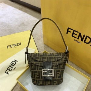 FENDI vintage old flower double-layer flap small basket bag