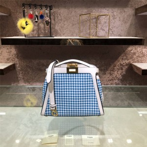 FENDI PEEKABOO ICONIC ESSENTIALLY Vichy interwoven handbag